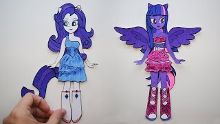 Paper dolls MLP Equestria Girls BIG NIGHT Colorful dresses and hairstyles Paper craft ideas