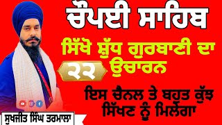 ਭਾਗ-੨੨-ਚੌਪਈ ਸਾਹਿਬ ਸੰਥਿਆ-Chaupai sahib Santhya-learn gurbani -sudh path -ਸੁਖਜੀਤ ਸਿੰਘ ਤਰਮਾਲਾ