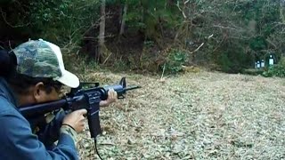 裏山射撃 マルイM4A1GBB外部ソース 30mレンジでターゲットの大きさを変えて何発当たるかチェックしてみた