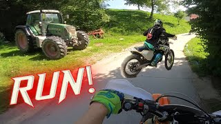 Dirt Bikes Vs Angry World! Going Through Angry Man's Garden! 2021