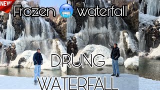 DRUNG WATERFALL 🥶|| Gulmarg Kashmir || Frozen Drung water fall Tangmarg || February 2025