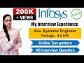 Infosys Interview Experience | Interview Questions | Role- Systems Engineer | SELECTED