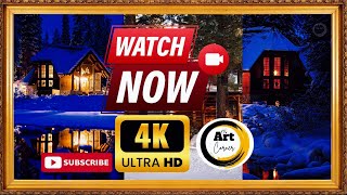 Photos of wonderful houses with snow next to them with a winter night view in 4K @TheArtCornerTV4