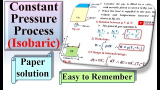 Constant pressure process|Animation|Thermodynamics|Heat transferred|Work done|Non flow process|GTU