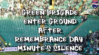 Green Brigade Enter Ground After Remembrance Day Minute's Silence - Celtic 2 - Ross County 1