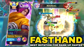 MANIAC‼️LING FASTHAND SUPER AGGRESSIVE - BEST ROTATION FOR RANK UP FASTER - Ling Mobile Legends