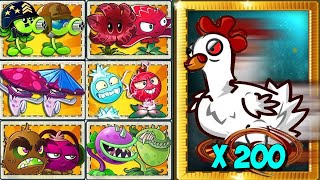 Random 40 Pair Team Plants vs 200 Chicken Zombies - Who Will Win? - PvZ 2 Challenge