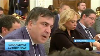 Video released of Avakov tossing a glass of water into face of Saakashvili