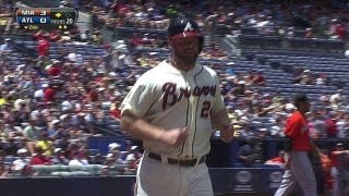 MIA@ATL: Uggla puts Braves on the board with sac fly