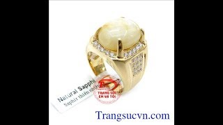 Nhẫn Nam 14K Gắn Đá Saphire Thiên Nhiên, nhẫn nam vàng tây, nhẫn nam đẹp,  TSVN017275