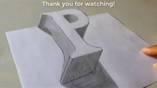 How To Draw 3D Letter "P" / only pencil / Arts