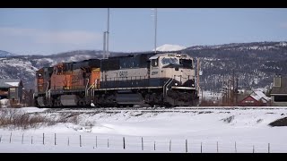 Executive Mac leads Manifest in Snow, Ski Train, California Zephyr Moffat Tunnel Sub, Feb 17, 2018