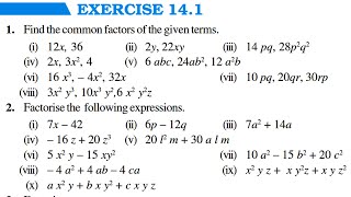 Ch 14 Factorisation || Exercise 14.1 || Class 8 Maths || RBSE CBSE NCERT