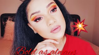 Red and orange sunset cutcrease using the James Charles palette 2019