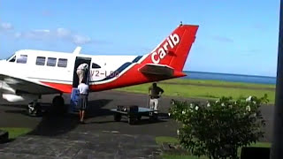 Cockpit view Beechcraft A65 Queen Air Antigua V C Bird airport to Dominica Canefield.