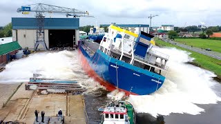 Tewaterlating van de GUST Rotterdam bij Ship and Steelbuilding Foxhol.