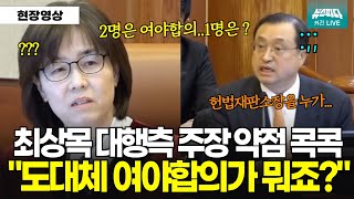 여야합의가 뭐냐고 지적하자...되풀이되는 답변, 황당한 논리에 어이없는(?) 헌법재판관