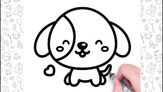 🐶Easy Dog Drawing Step by Step | Bolalar uchun oson chizish | Easy drawing for kids🍭💟
