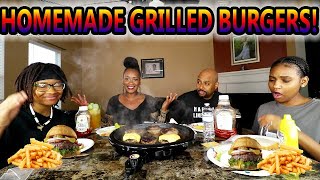 ON THE GRILL!  BEST HOMEMADE BURGERS EVER MUKBANG! + THE KIDS WANT TO GO BACK TO SCHOOL?!