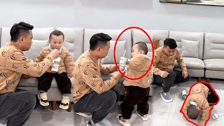 Dad Was Beaten For Tricking Cute Baby With Boiled Water#comedy #cutebaby#funnyvideos#smile