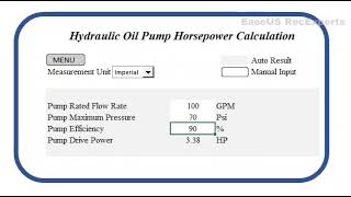 Hydraulic Oil Pump Horsepower Calculation