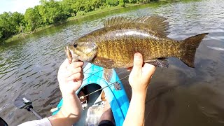 SO MANY BIG FISH!  Kayak Fishing Smallmouth Bass on Upper Mississippi River \