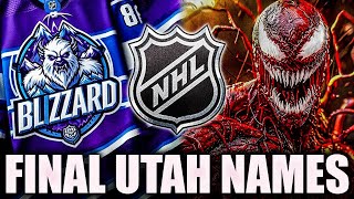 THE FINAL UTAH NHL TEAM NAMES ARE REVEALED (Utah Venom, Mammoth, Yeti, & More)