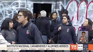 Instituto Nacional vivió nueva jornada de desmanes con alumnos y carabineros heridos