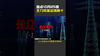 盘点10月25日主力资金出逃前十名单