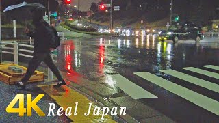 Walking in Rain at night in Yoyogi Park, Tokyo, Japan - 4k ambience ASMR