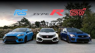 2018 Subaru STi vs Civic Type R vs Focus RS Review - Battle of the Year