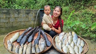 Single mother Harvesting fish, marinating fish, preserving fish all year round - cooking