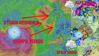 Storm Herminia on the way with 100mph winds and Snowstorms elsewhere! Europe and UK Weather Update