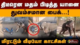 திடீரென மதம் பிடித்த யானை; துவம்சமான பைக்...! மிரட்டும் வீடியோ காட்சிகள்.. | Elephant | Kerala | PTD