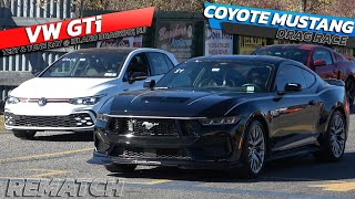 2025 Coyote Mustang 5.0 vs VW GTi Rematch Drag Race @ Island dragway