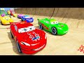 SPIDERMAN McQueen and Friends Long JUMP Challenge ! SUPERHEROES HULK Disney Cars MACK TRUCK  - GTA V