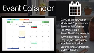 Event Calendar PHP MYSQL Plugin