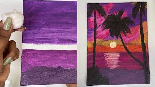 Colorful beach painting/Art tutorial/Easy Acrylic painting technique#illustration#drawing#trending