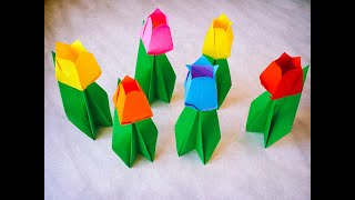 Kağıttan Kolay Lale (Tulip) Yapımı - Origami 22