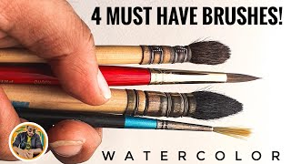 4 MUST HAVE Brushes! ~ Watercolor Brush guide with Demo