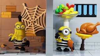 경찰과 미니언즈: RICH JAIL VS BROKE JAIL - Lego Minion Prison Break Stop Motion
