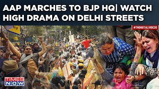 Kejriwal’s ‘Jail Bharo’ March To BJP HQ| High Drama In Delhi Streets| Maliwal Slams AAP, BJP Says