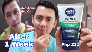 1 WEEK OF USING NIVEA MEN WHITE ACTIVE OIL CONTROL ANTI OIL \u0026 ACNE SCRUB | REAL TALK REVIEW