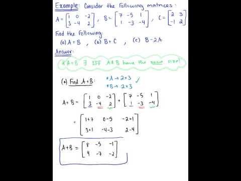 Algebraic Operations With Matrices (Example) - YouTube