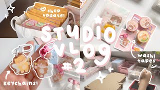 studio vlog 02 // unboxing new keychains, shop update + packing orders asmr!