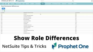 Show Role Differences - NetSuite Tips & Tricks - Prophet One