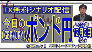 【FX】今日のポンド円 最新予想【12月2日(金)】毎朝更新 [ 2022年]｜勝ち組FXトレーダーを育成するYWCトレードロジック事業部：若尾 裕二｜