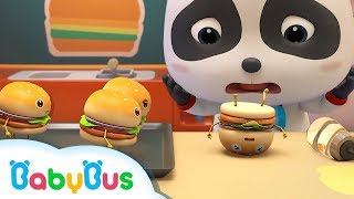 Five Naughty Hamburgers Are Jumping | Angry Panda Chef | Play in Kitchen | BabyBus