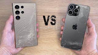 iPhone 15 Pro Max vs Samsung Galaxy S24 Ultra   DROP TEST! Will It Survive ?