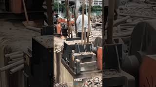 Chopping wood from construction projects- Satisfying jobs and machinery in the world